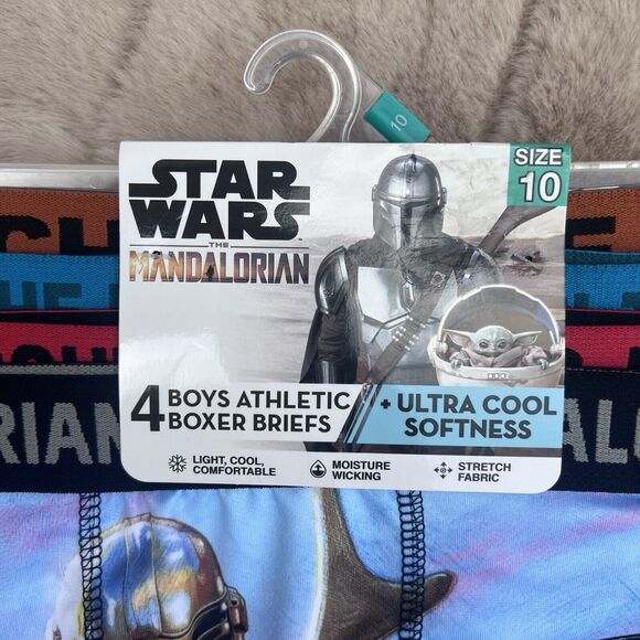 Star Wars Mandalorian Underwear Boys Size 10 Boxer Briefs Set of 4 Baby Yoda - Picture 7 of 8
